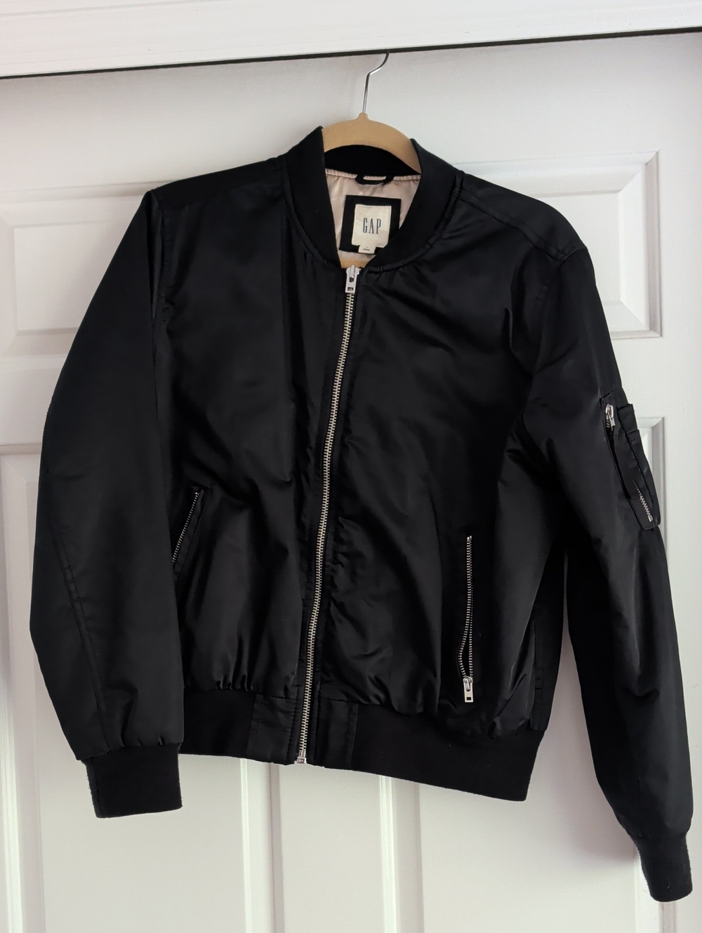 GAP Women's Black Satin Bomber Jacket - Picture 8 of 10